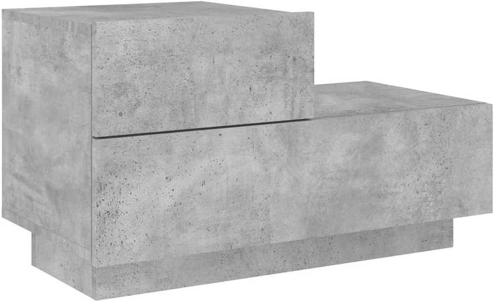 Naktinė spintelė su LED lemputėmis, betono pilka, 70x36x40,5cm
