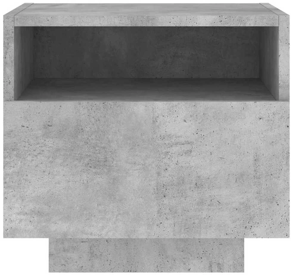 Naktinė spintelė su LED lemputėmis, betono pilka, 40x39x37cm