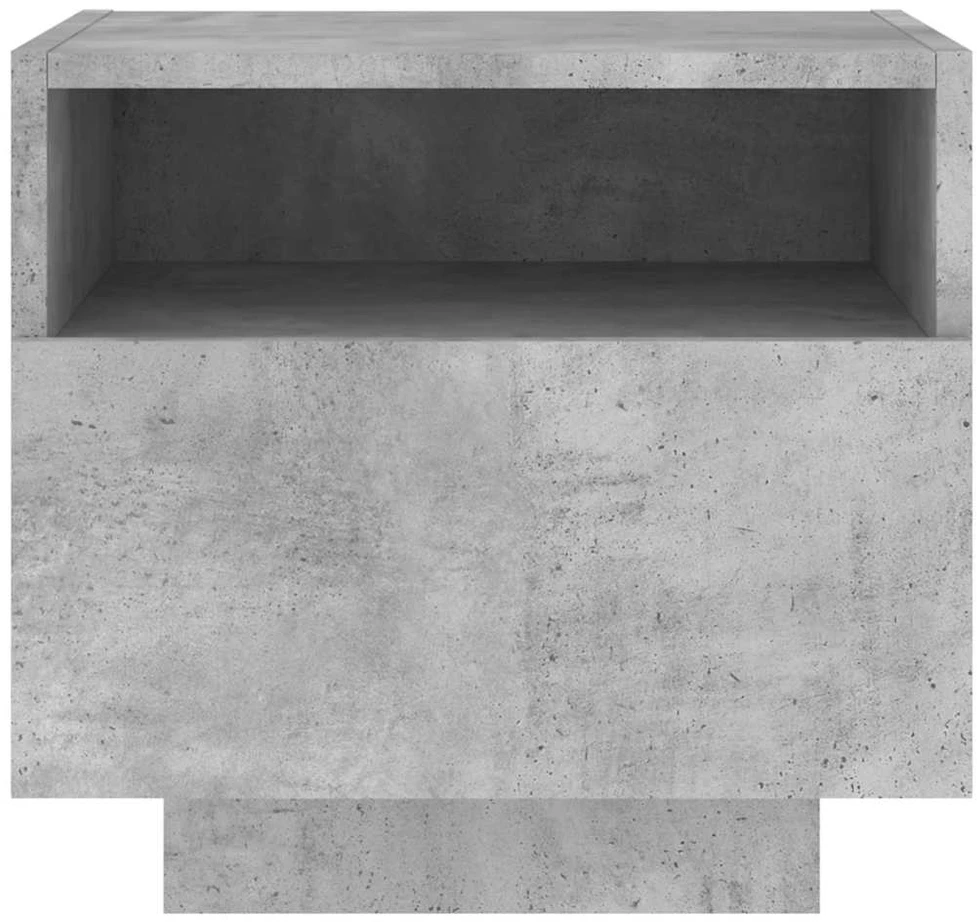 Naktinė spintelė su LED lemputėmis, betono pilka, 40x39x37cm