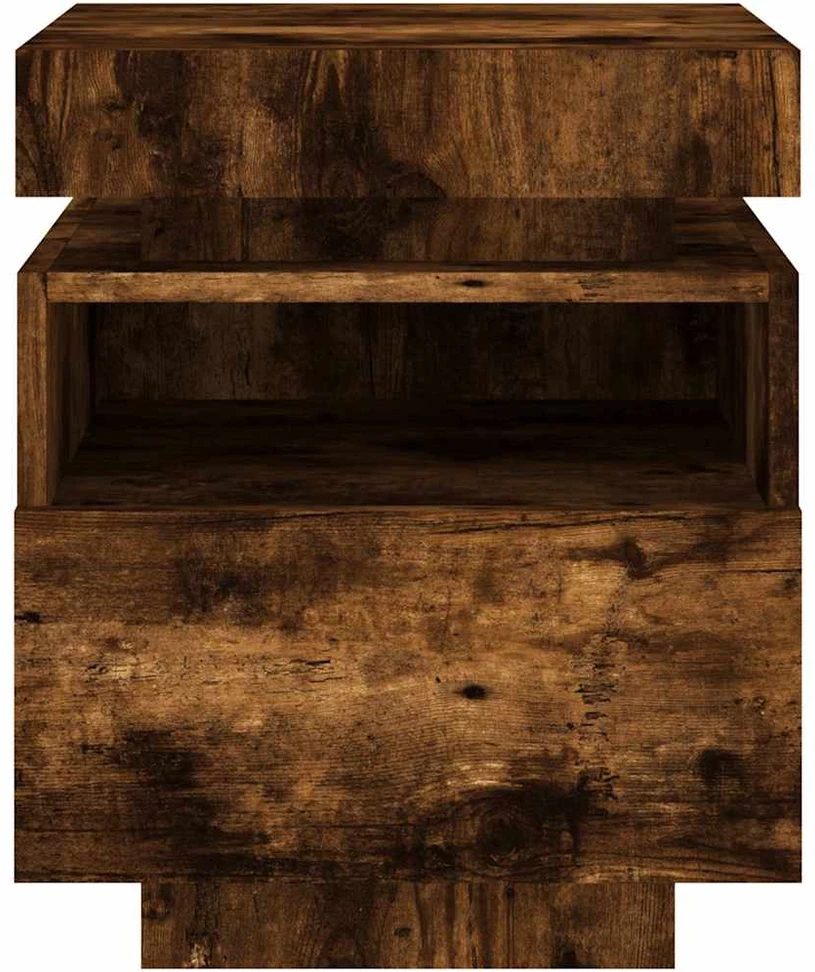 Naktinė spintelė su LED lemputėmis, dūminė, 40x39x48,5cm