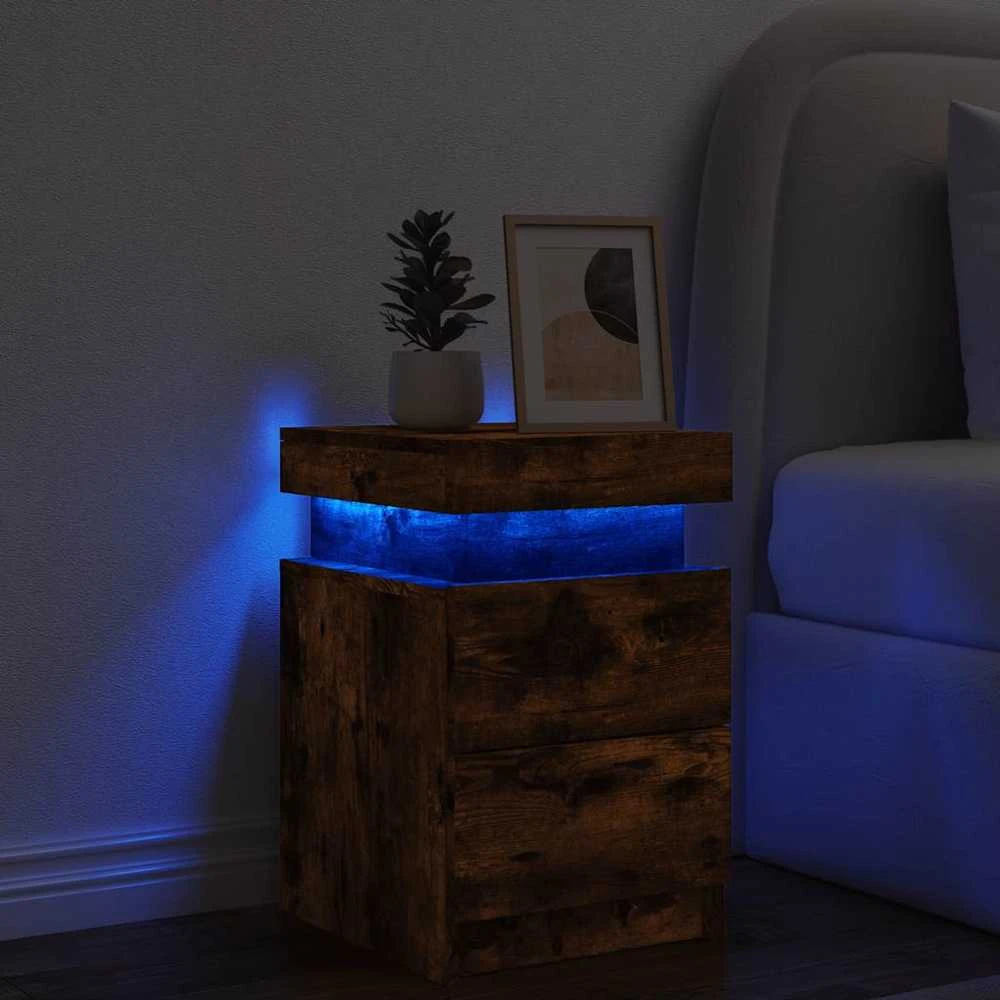 Naktinė spintelė su LED lemputėmis, dūminio ąžuolo, 35x39x55cm