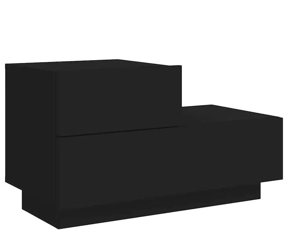 Naktinė spintelė su LED lemputėmis, juoda, 70x36x40,5cm