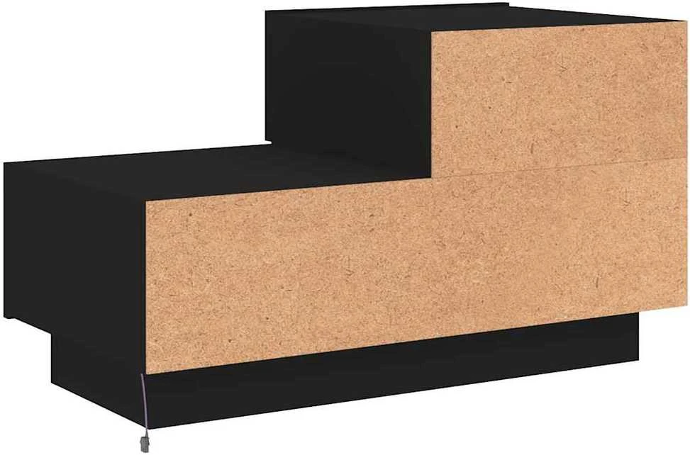 Naktinė spintelė su LED lemputėmis, juoda, 70x36x40,5cm