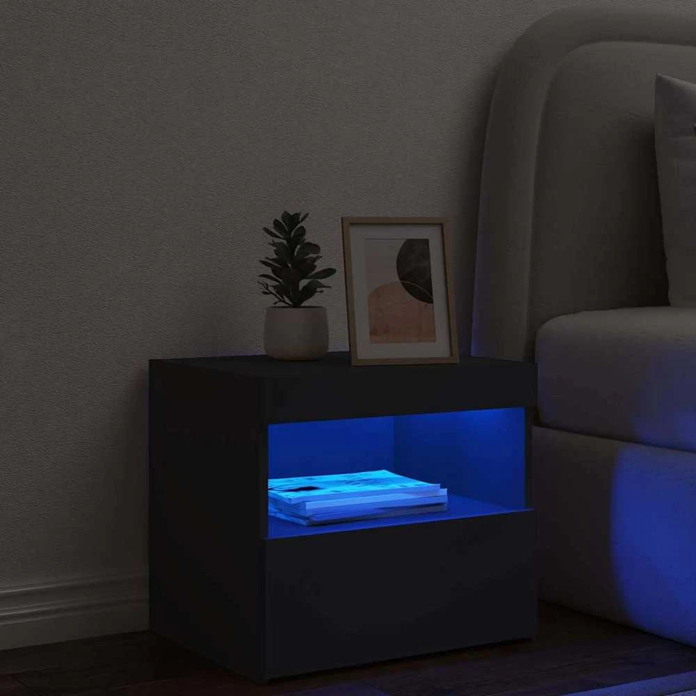 Naktinė spintelė su LED lemputėmis, juodos spalvos, 50x40x45cm