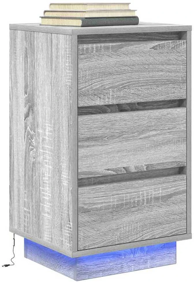 naktinė spintelė su LED lemputėmis Pilka Sonoma 38x34x65 cm