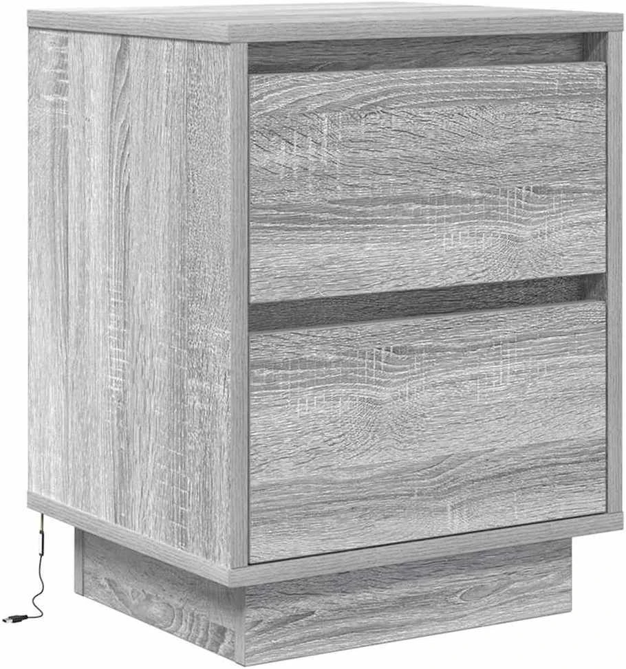 naktinė spintelė su LED lemputėmis Pilka Sonoma 38x34x50 cm