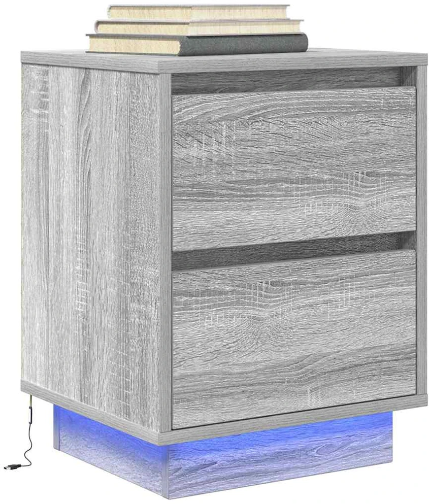 naktinė spintelė su LED lemputėmis Pilka Sonoma 38x34x50 cm