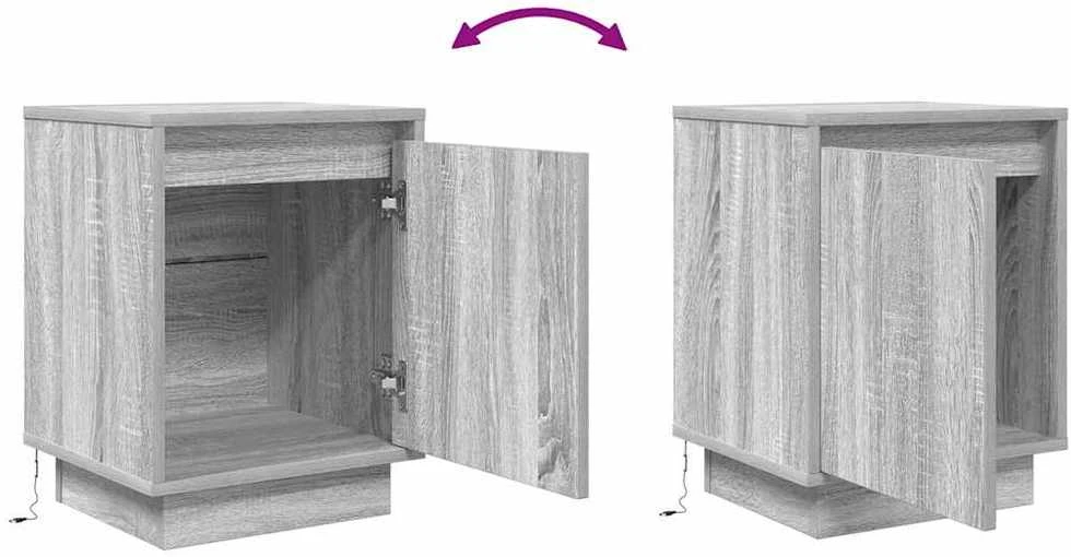 naktinė spintelė su LED lemputėmis Pilka Sonoma 38x34x50 cm