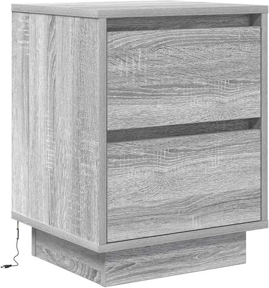 naktinė spintelė su LED lemputėmis Pilka Sonoma 38x34x50 cm