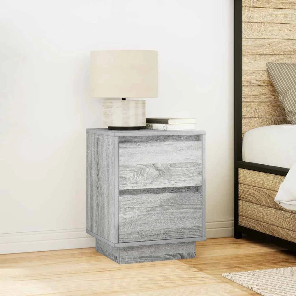 naktinė spintelė su LED lemputėmis Pilka Sonoma 38x34x50 cm