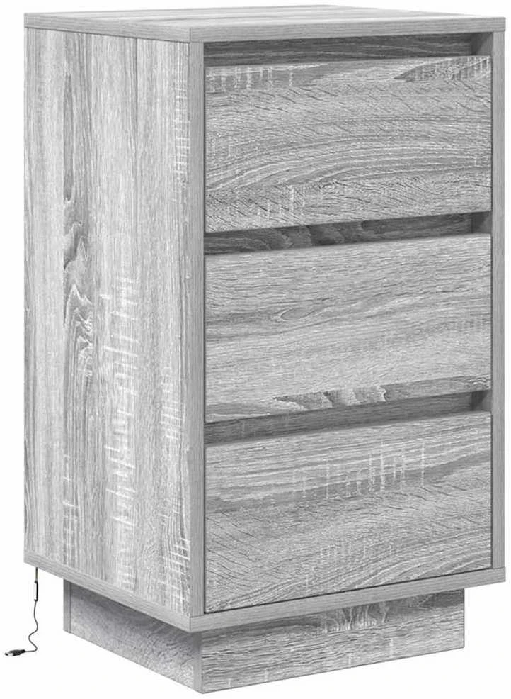 naktinė spintelė su LED lemputėmis Pilka Sonoma 38x34x65 cm