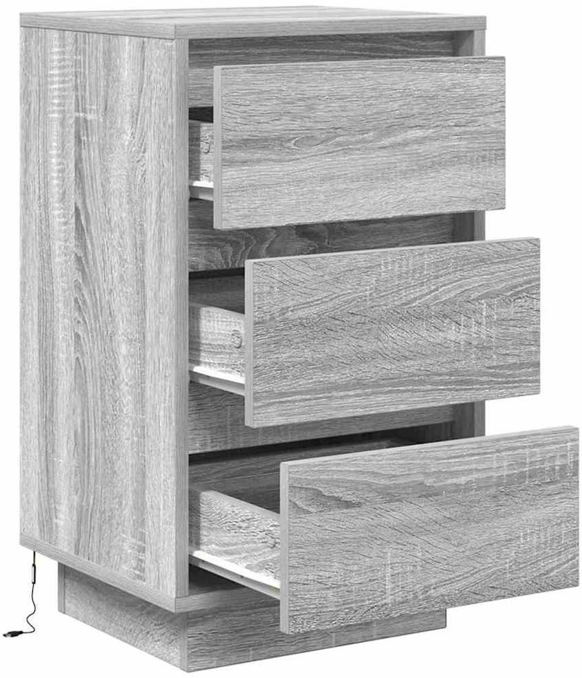 naktinė spintelė su LED lemputėmis Pilka Sonoma 38x34x65 cm