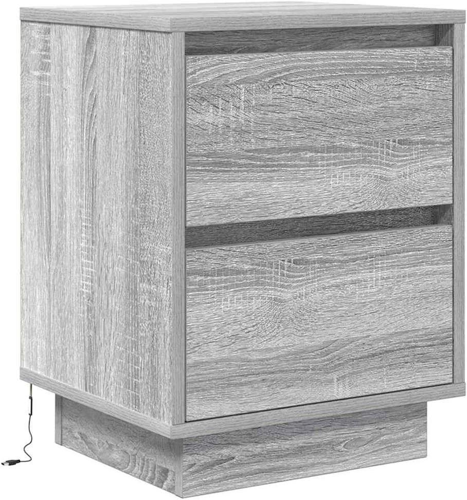 naktinė spintelė su LED lemputėmis Pilka Sonoma 38x34x50 cm