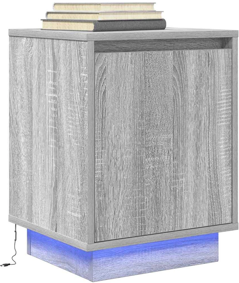 naktinė spintelė su LED lemputėmis Pilka Sonoma 38x34x50 cm