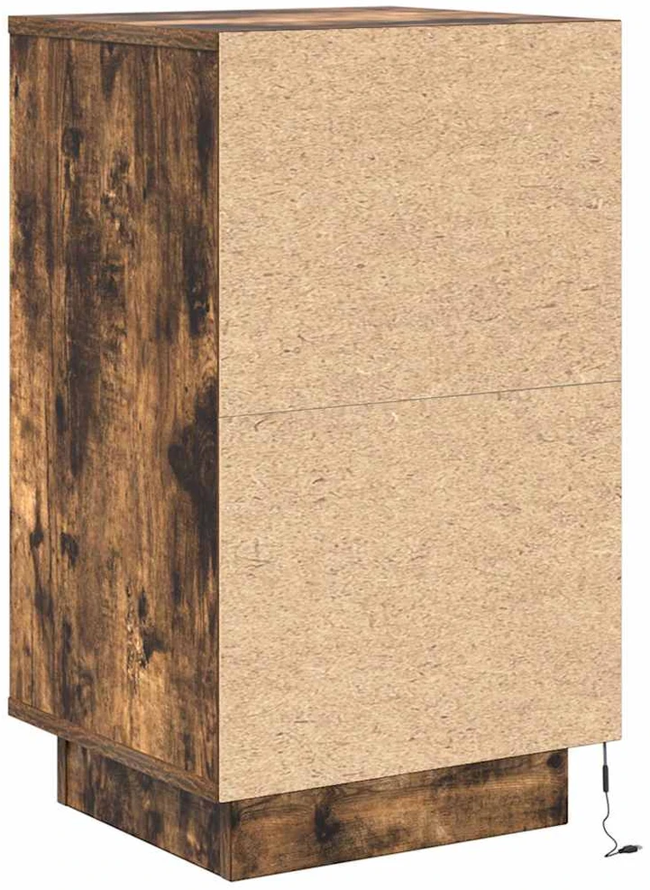 naktinė spintelė su LED lemputėmis rūkytas ąžuolas 38x34x65 cm