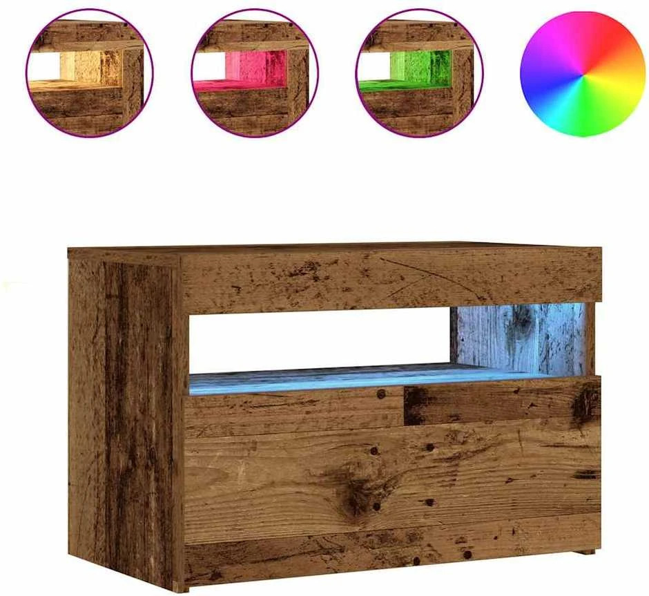 naktinė spintelė su LED lemputėmis Sena mediena 60x35x40 cm