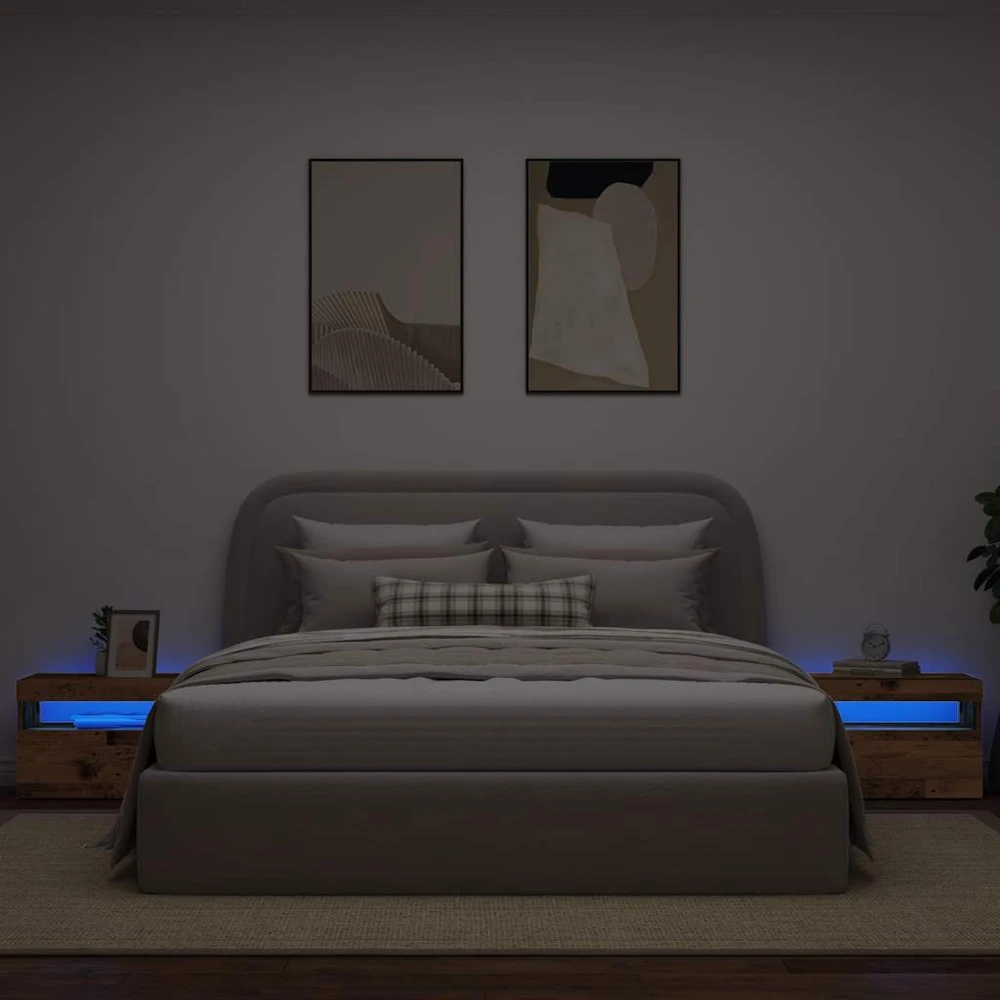 naktinė spintelė su LED lemputėmis Sena mediena 60x35x40 cm