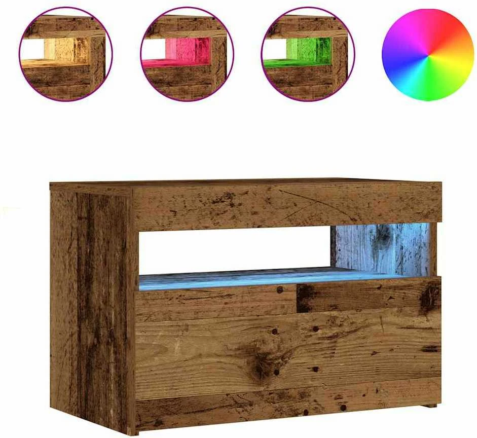 naktinė spintelė su LED lemputėmis Sena mediena 60x35x40 cm