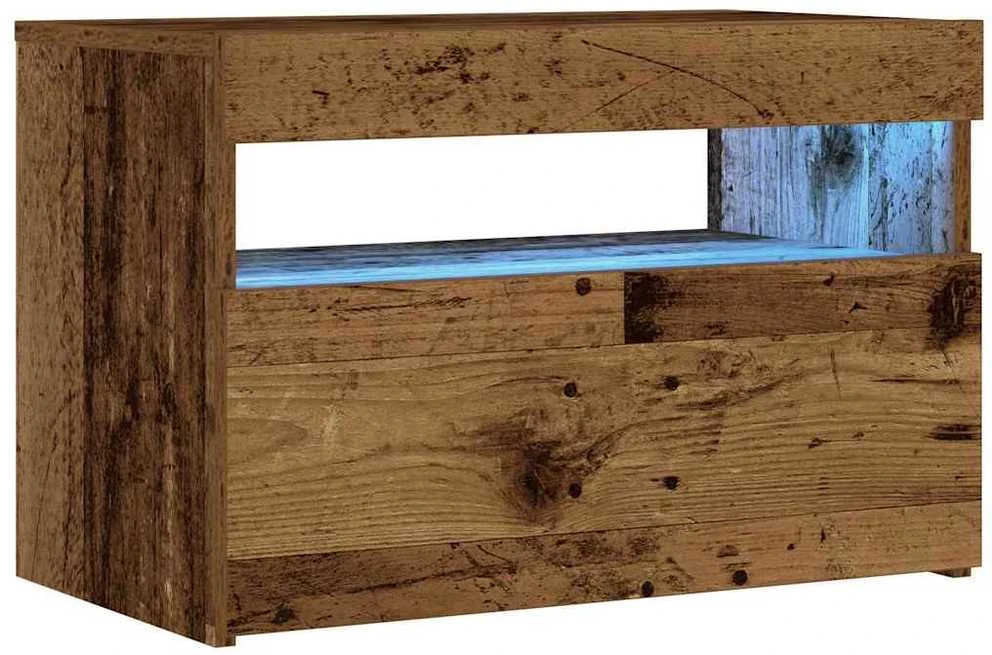 naktinė spintelė su LED lemputėmis Sena mediena 60x35x40 cm