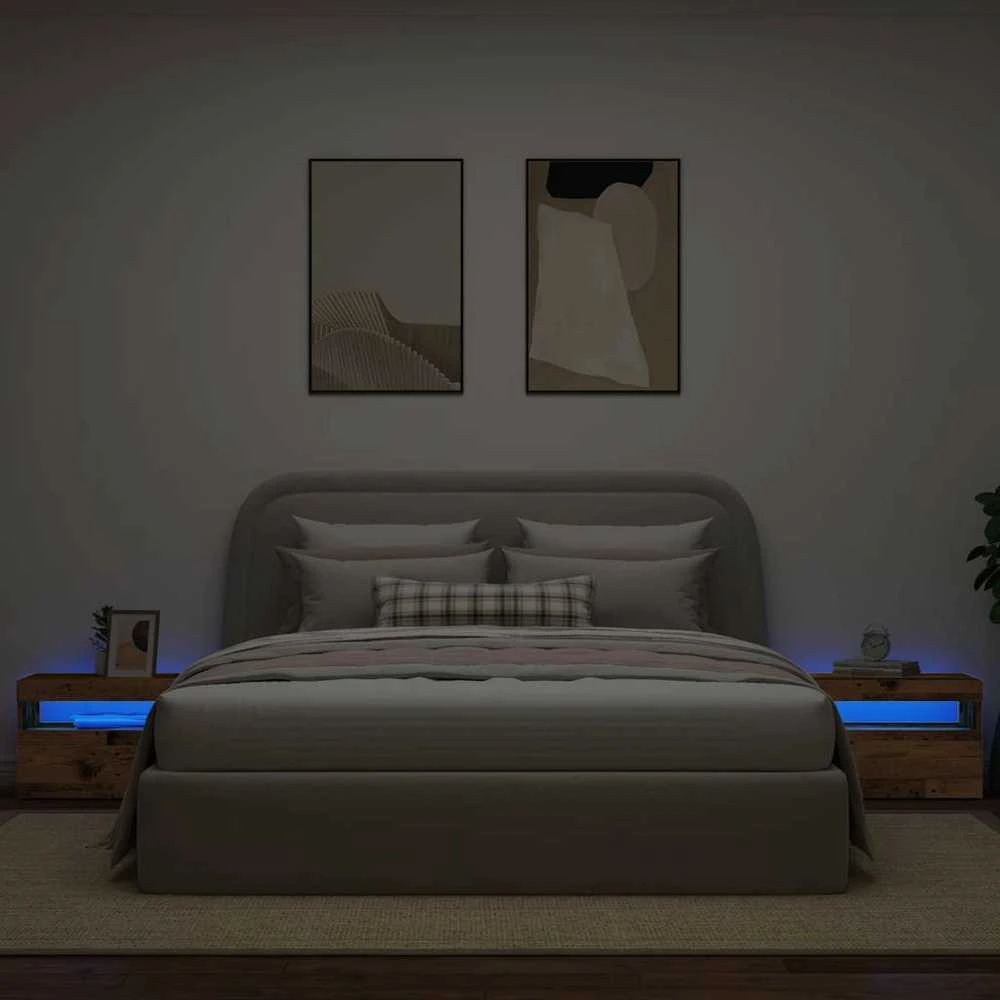 naktinė spintelė su LED lemputėmis Sena mediena 60x35x40 cm