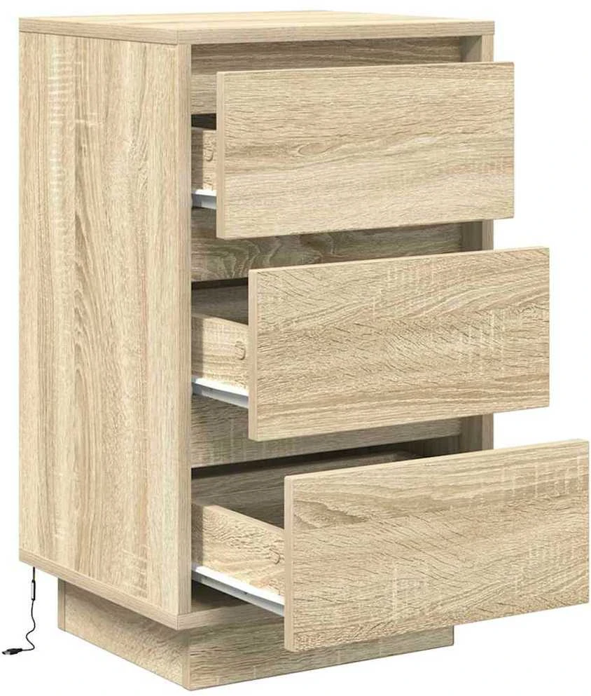 naktinė spintelė su LED lemputėmis Sonoma ąžuolas 38x34x65 cm