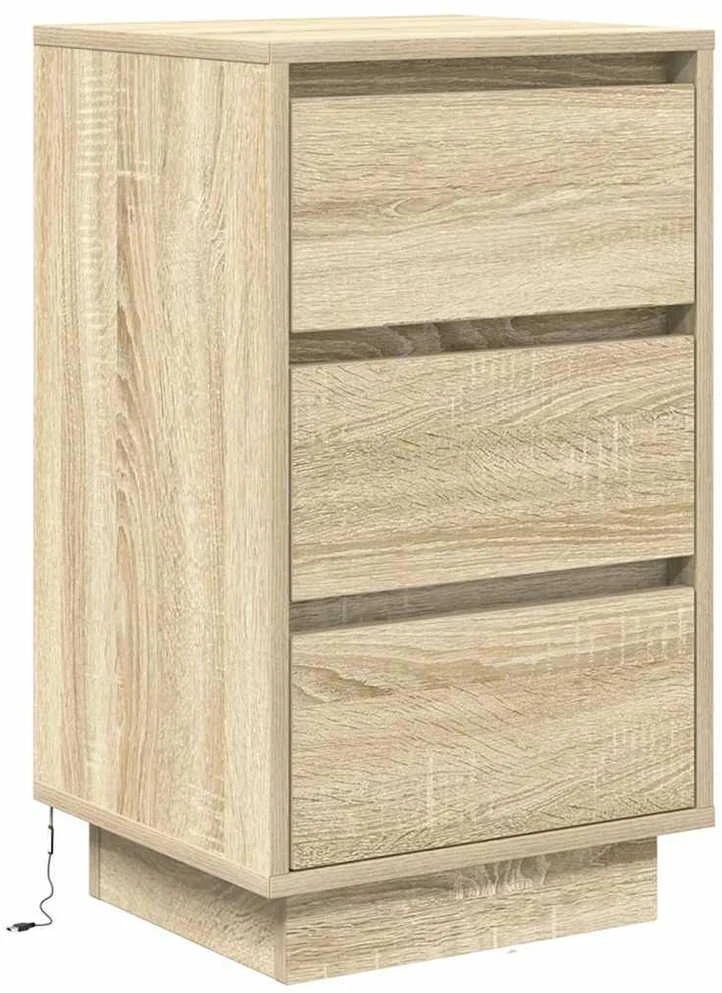 naktinė spintelė su LED lemputėmis Sonoma ąžuolas 38x34x65 cm