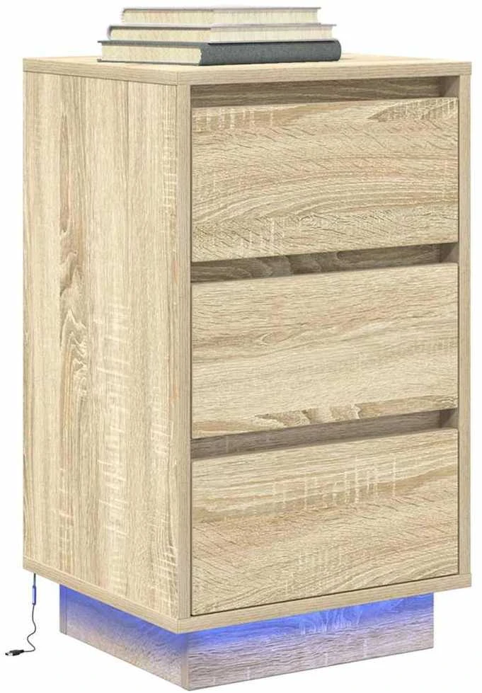naktinė spintelė su LED lemputėmis Sonoma ąžuolas 38x34x65 cm