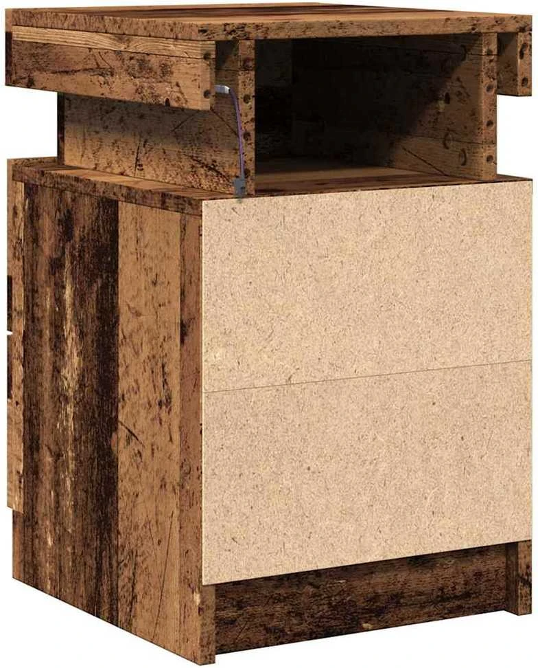 Naktinė spintelė su LED, medienos, 35x39x55cm, mediena