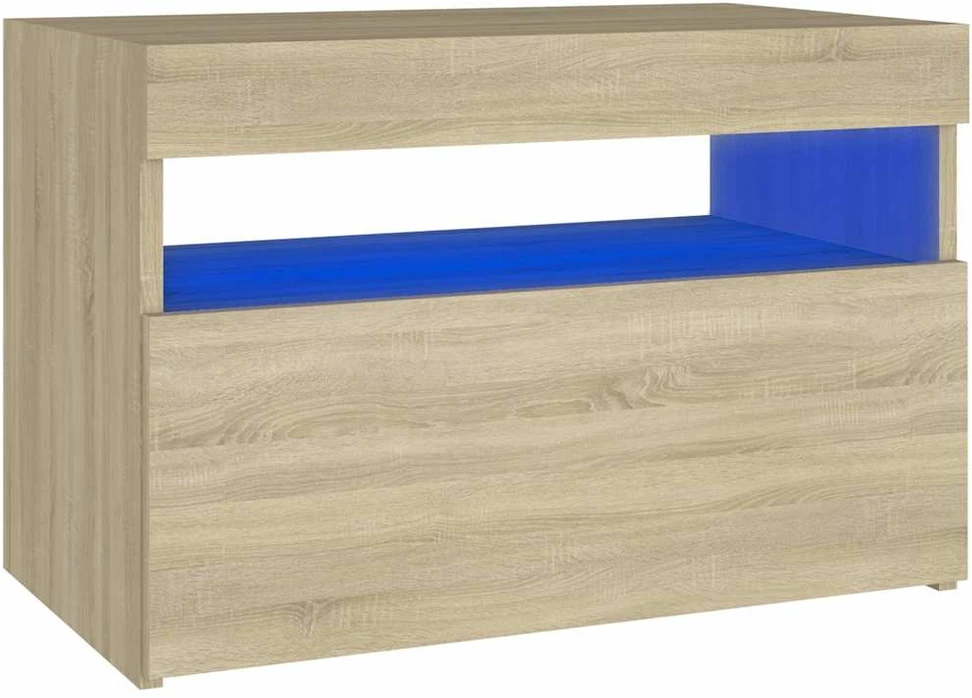 Naktinė spintelė su LED, sonoma ąžuolo, 60x35x40cm, mediena