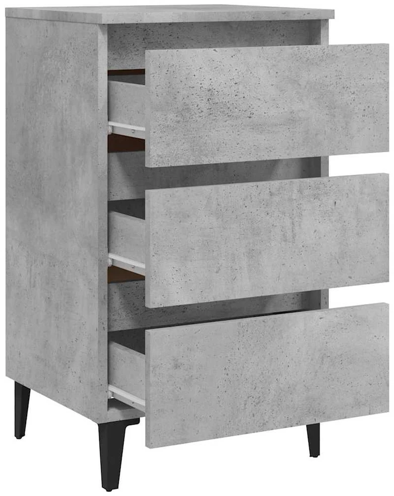 Naktinė spintelė su metalinėmis kojelėmis, pilka, 40x35x69cm