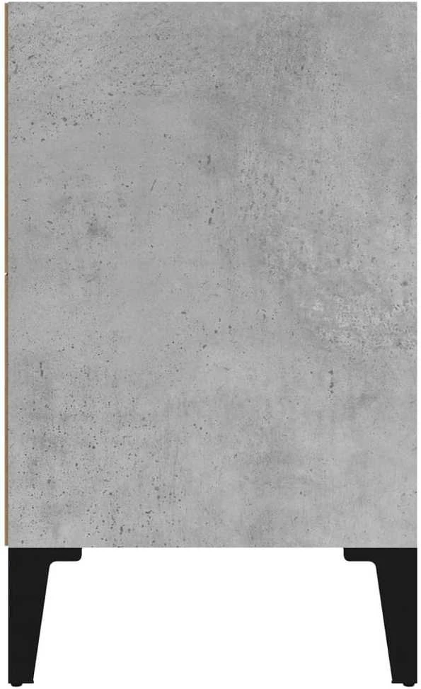 Naktinė spintelė su metalinėmis kojelėmis, betono, 40x30x50cm
