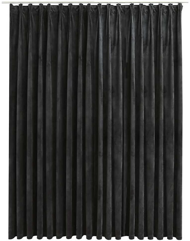 Naktinė užuolaida su kabliukais, antracito, 290x245cm, aksomas