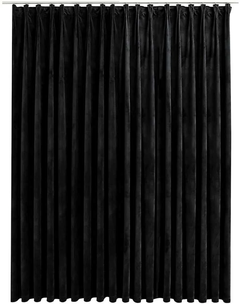 Naktinė užuolaida su kabliukais, juoda, 290x245cm, aksomas
