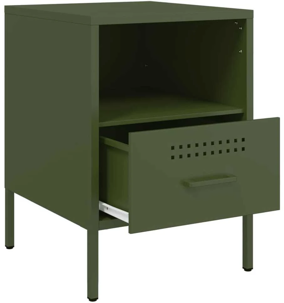 Naktinės spintelės, 2vnt., alyvuogių, 36x39x50,5cm, plienas