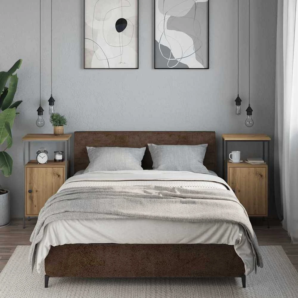 Naktinės spintelės, 2vnt., artisano ąžuolo, 41x31x80cm, mediena