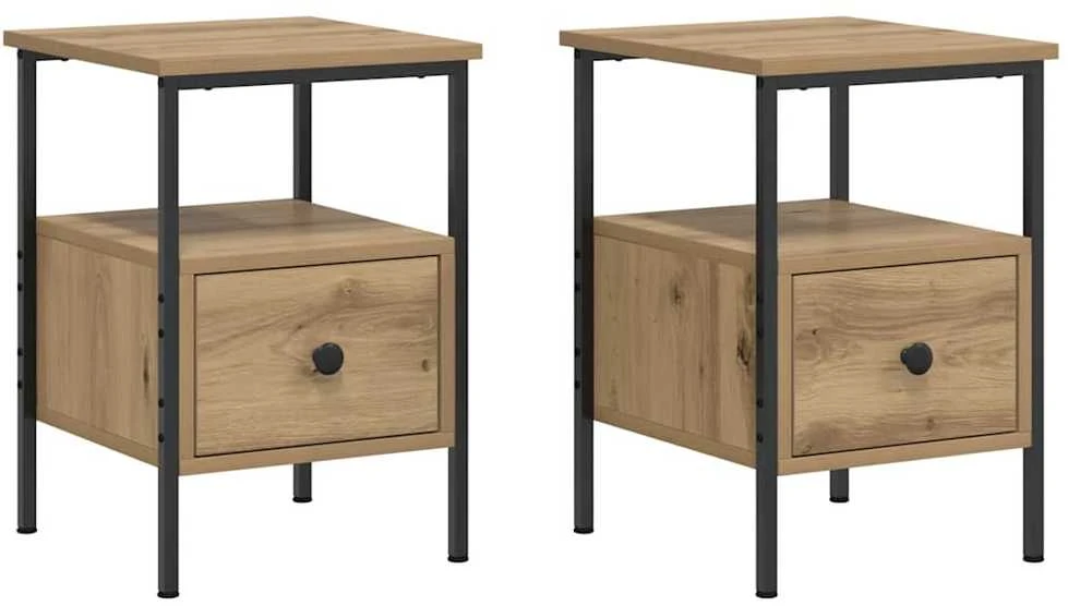 Naktinės spintelės, 2vnt., artisano ąžuolo, 34x36x50cm, mediena