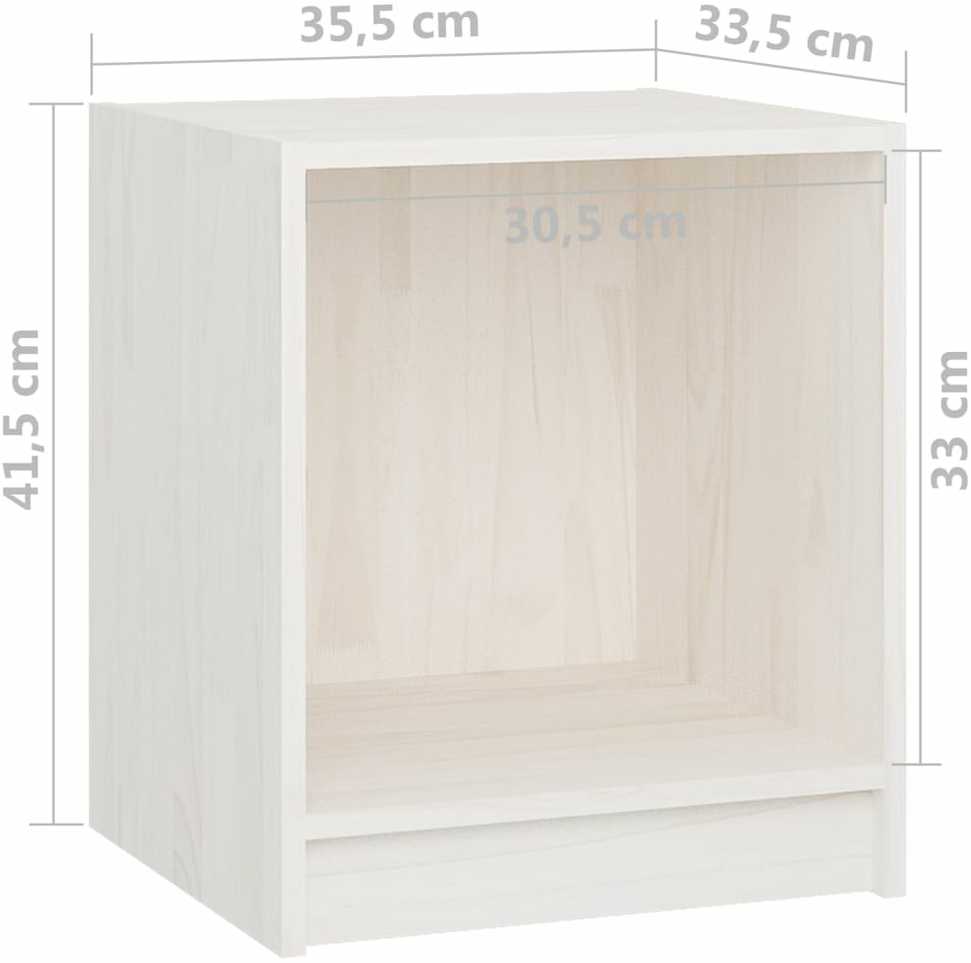 Naktinės spintelės, 2vnt., baltos, 35,5x33,5x41,5cm, pušis