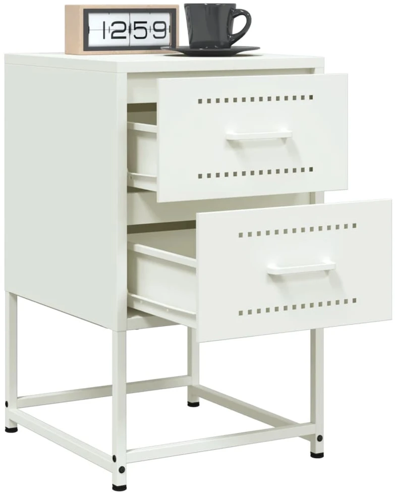 Naktinės spintelės, 2vnt., baltos, 36x39x60,5cm, plienas