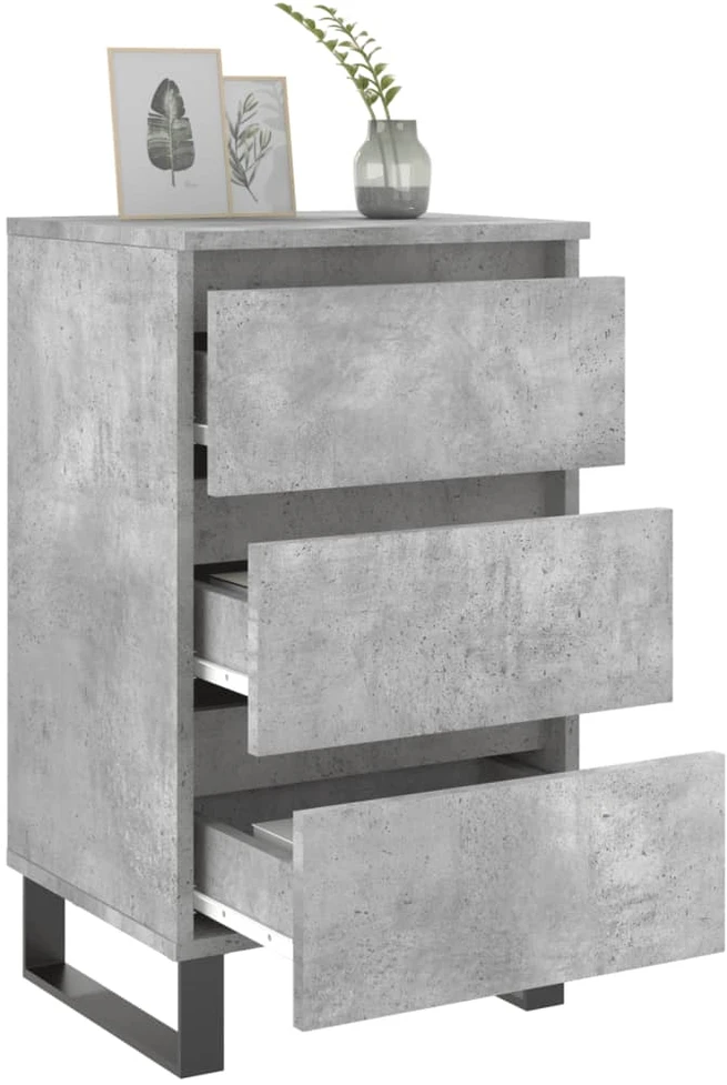Naktinės spintelės, 2vnt., betono pilkos, 40x35x69cm, mediena