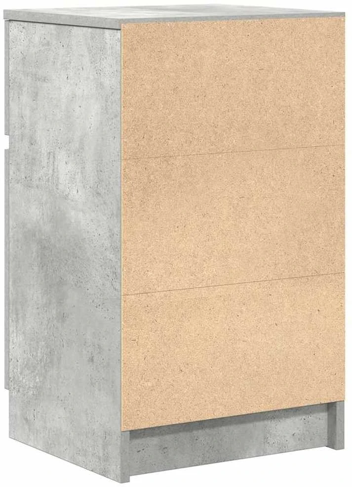 Naktinės spintelės, 2vnt., betono pilkos, 39x35x65 cm, mediena