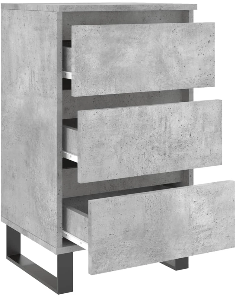 Naktinės spintelės, 2vnt., betono pilkos, 40x35x69cm, mediena