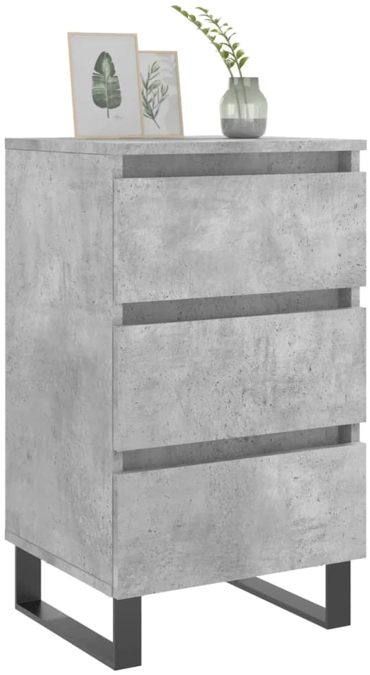 Naktinės spintelės, 2vnt., betono pilkos, 40x35x69cm, mediena