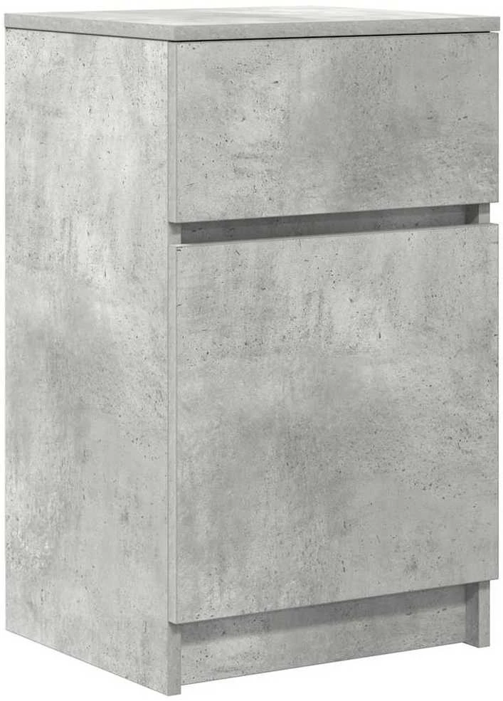 Naktinės spintelės, 2vnt., betono pilkos, 39x35x65 cm, mediena