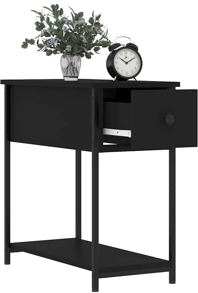 Naktinės spintelės, 2vnt., juodos, 30x60x60cm, apdirbta mediena
