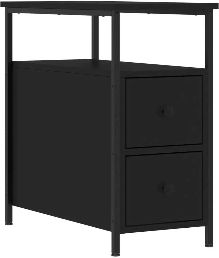 Naktinės spintelės, 2vnt., juodos, 30x60x60cm, apdirbta mediena