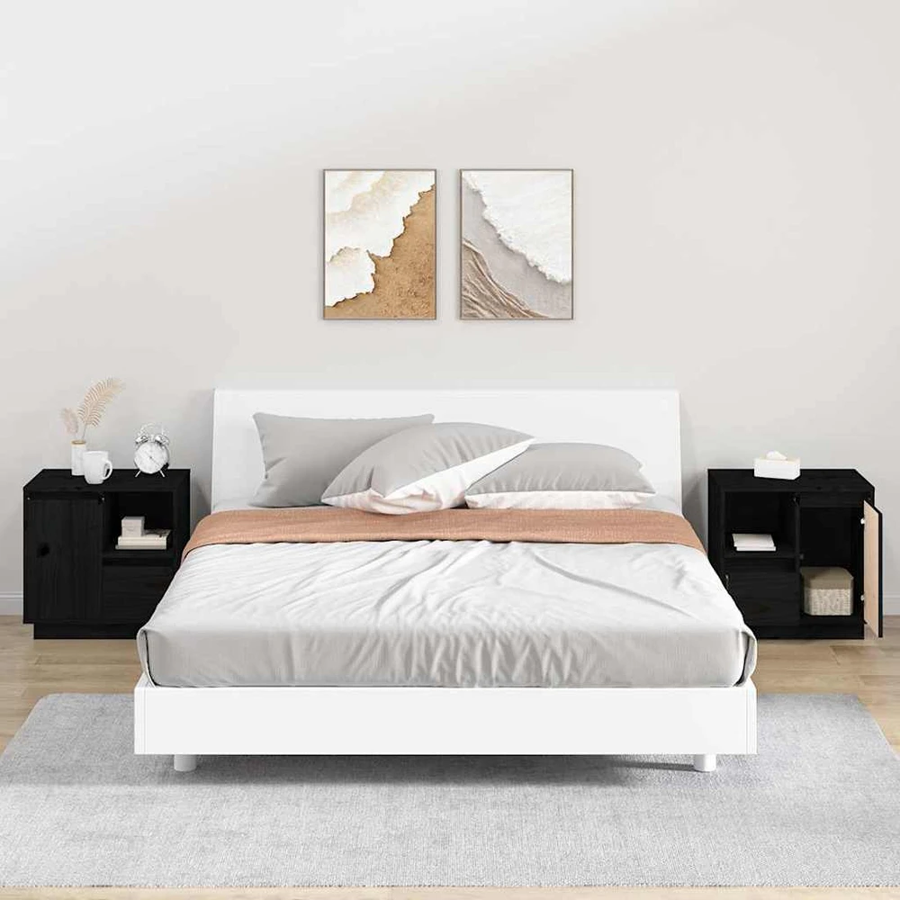 Naktinės spintelės, 2vnt., juodos, 50x34x50cm, pušies masyvas