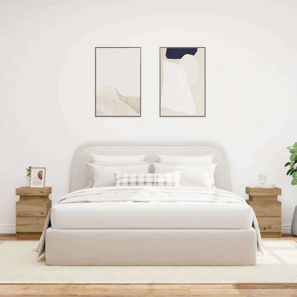 Naktinės spintelės su LED, 2vnt., artisano, 35x39x55cm, mediena
