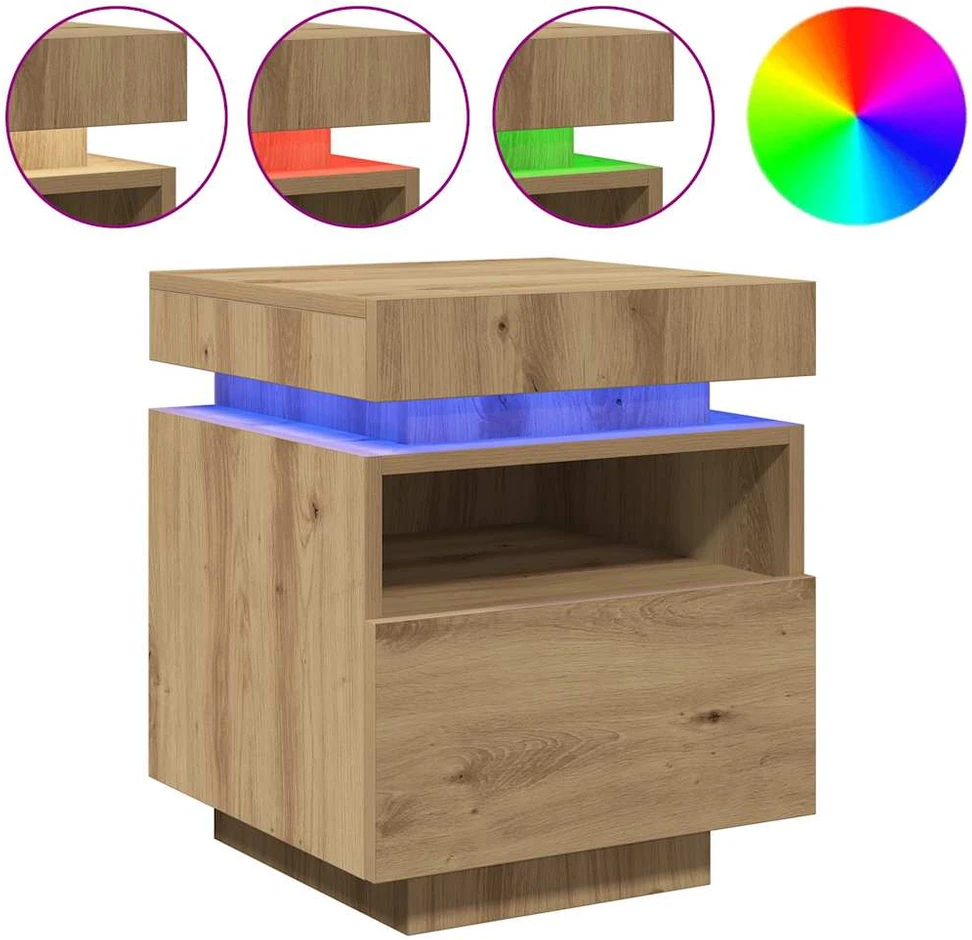 Naktinės spintelės su LED, 2vnt., artisano, 40x39x48,5cm