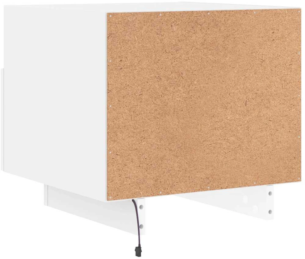 Naktinės spintelės su LED, 2vnt., baltos, 40x39x37cm