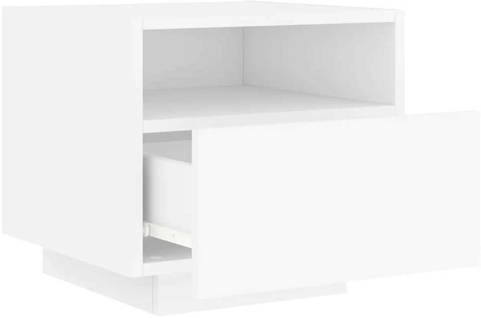 Naktinės spintelės su LED, 2vnt., baltos, 40x39x37cm